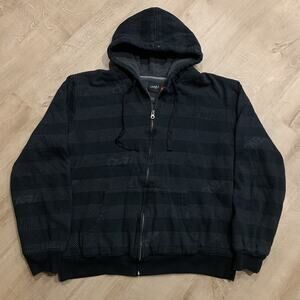 Vintage Y2K O'Neill Full Zip Hoodie Sherpa Lined Men's XL Striped Black Surf